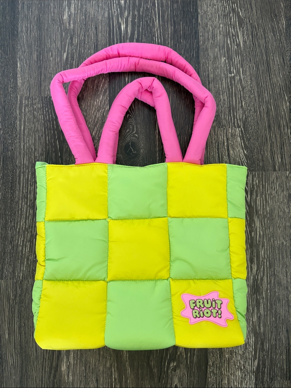 Fruit riot puffy tote bag
